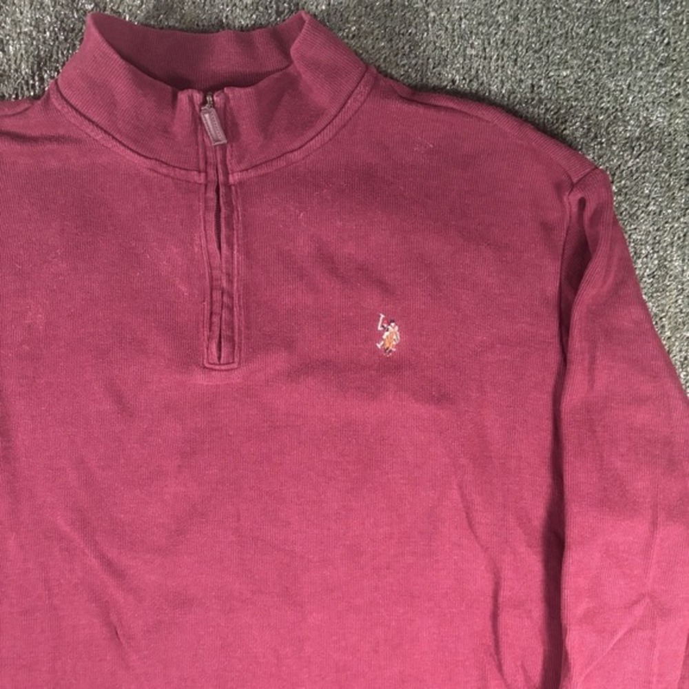 U.S. Polo ASSN. Sweater Maroon Red Pony Zip Estate Rib‎ Cotton Men's Size 2XL